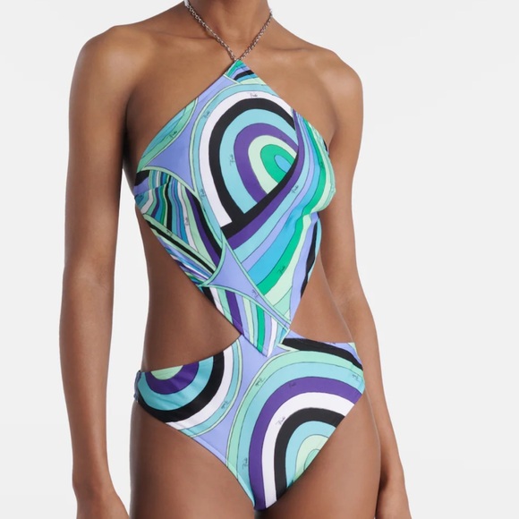 Emilio Pucci Other - SOLD PUCCI Iride printed halterneck one piece swimsuit